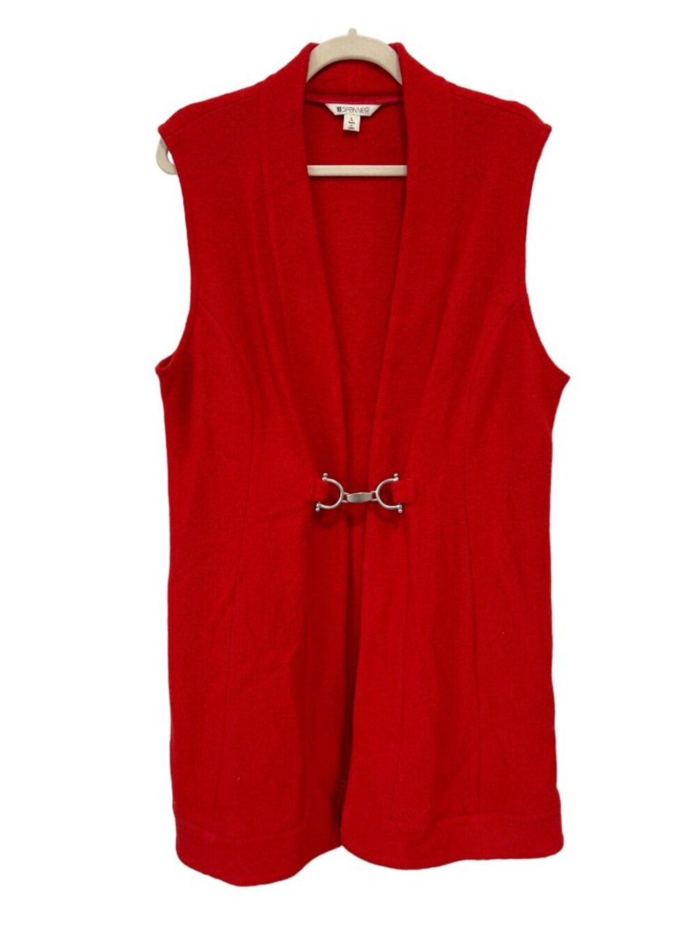 Spanner Tunic Vest Large Wool Blend Metal Clip Red Career Office Preppy Retro